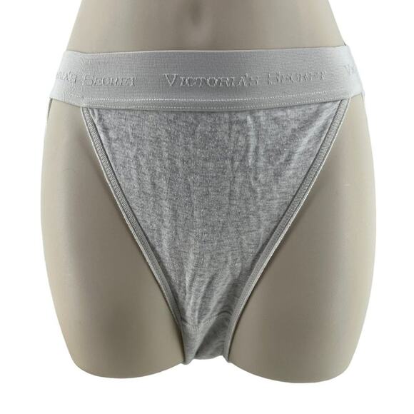 Vintage Victoria Secret Signature Soft-Stretchy Hi Leg Rio Panty Grey Size Small - Picture 1 of 5